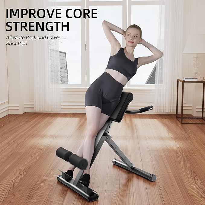 Roman Chair Hyperextension Bench – Adjustable Back Extension Machine for Glutes, Hamstrings & Lower Back – Foldable Multi-Purpose Workout Equipment for Home Gym-StrideForce Fitness