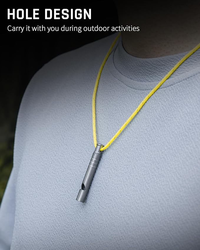 TISUR Titanium Emergency Whistle,120db Safety Whistle with Lanyard,Outdoor Survival Small Whistle for Life Saving,Hiking,Pets Training,Coach Sports-StrideForce Fitness