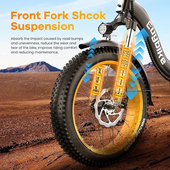 Folding Electric Bike for Adults with Peak 1000W Motor, 48V 20AH Battery up to 30MPH 80 Miles, 20" Fat Tire All Terrain Ebike, Front Suspension 7-Speed Commuter E Bike, Step-Thru, UL Certified-StrideForce Fitness