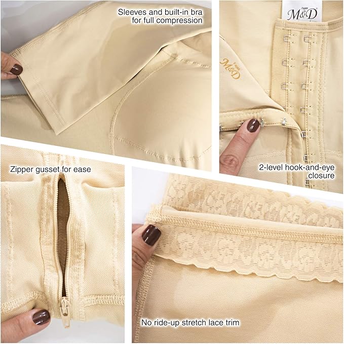 M&D Full Body Faja for Women | Fajas Colombianas Moldeadoras Post Surgery – Stage 2 Faja for Tummy Tuck, Lipo 360 & BBL-StrideForce Fitness