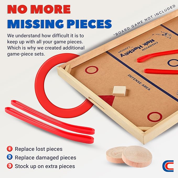 Carrom Champion Nok Hockey Game Equipment Set — Includes 2 Sticks and 2 Wood Pucks — Extra Accessories for Board Games for Adults & Children-StrideForce Fitness