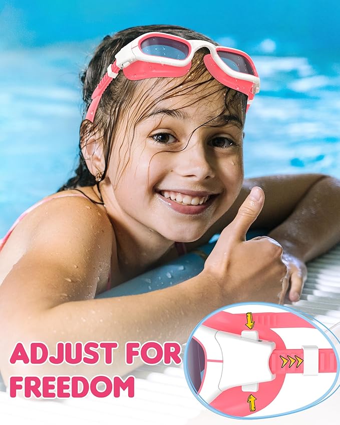 Kids Swim Goggles,Swimming Goggles for Kids 6-14, Anti-Fog UV Protection Pool Glasses for Boys Girls-StrideForce Fitness