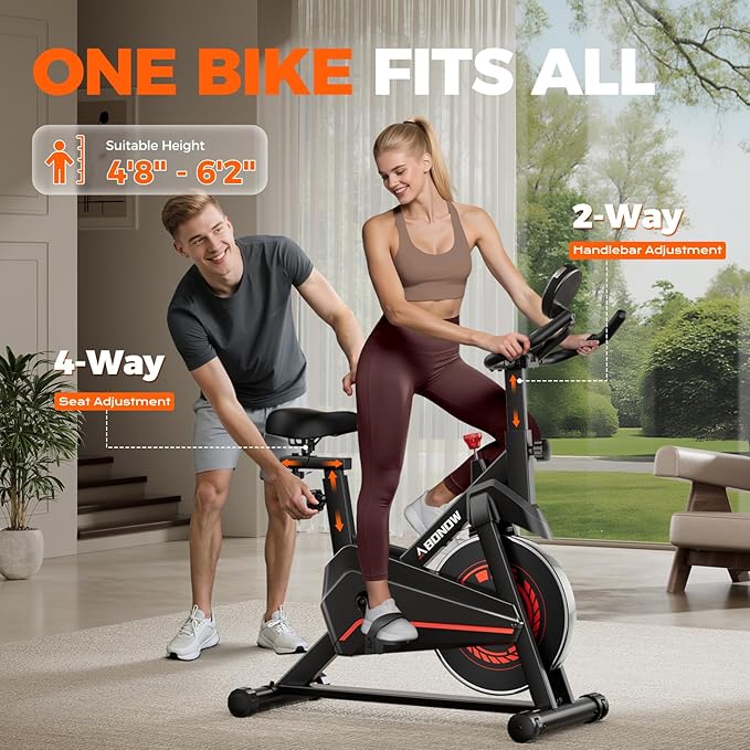Exercise Bike, Adjustable Magnetic Resistance Stationary Bikes for Home with App Compatible, Indoor Cycling Bike with 300lbs Capacity Compact, Extra Comfort Seat & Tablet Mount-StrideForce Fitness