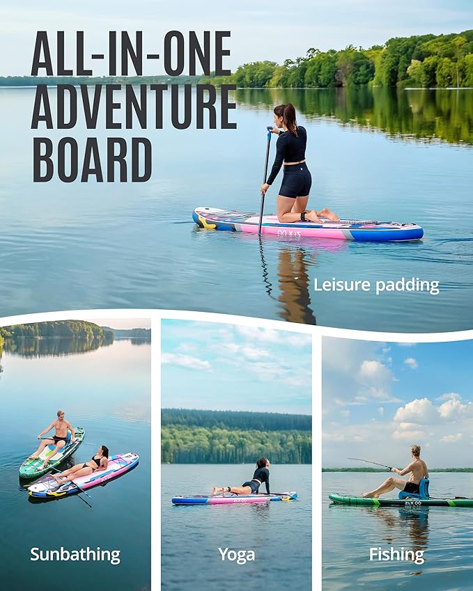 ZLX Inflatable Stand Up Paddle Board, 10'6" SUP Non-Slip Stable Deck Pad, Unique Center Fin, Premium Accessories, Portable Paddleboard for Adults, Beginners, All Skill Levels-StrideForce Fitness