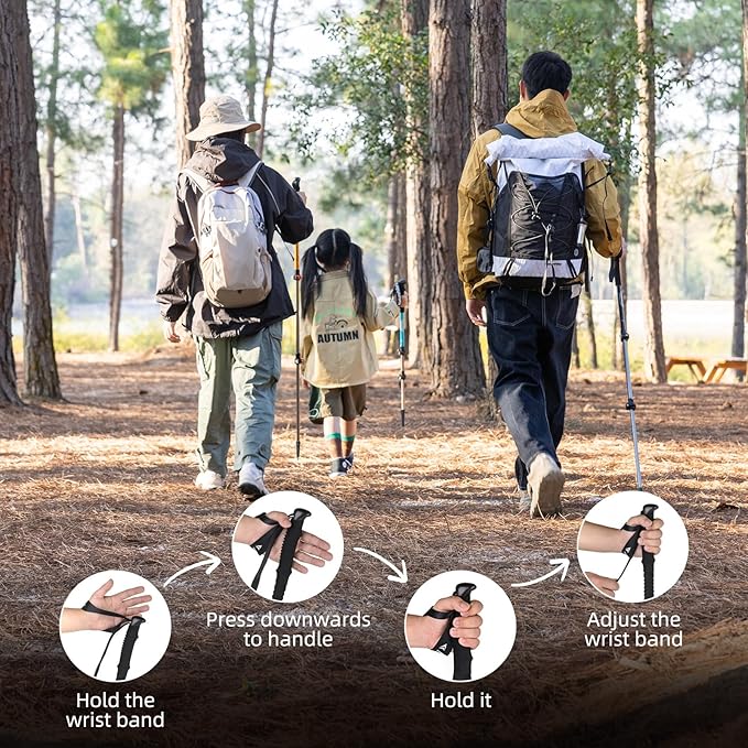 Naturehike Collapsible Trekking Poles, Adjustable Lightweight Aluminum Hiking Poles, Shock Absorption with Wrist Straps for Hiking and Daily Use, Yelllow/Green (Set of 2)-StrideForce Fitness