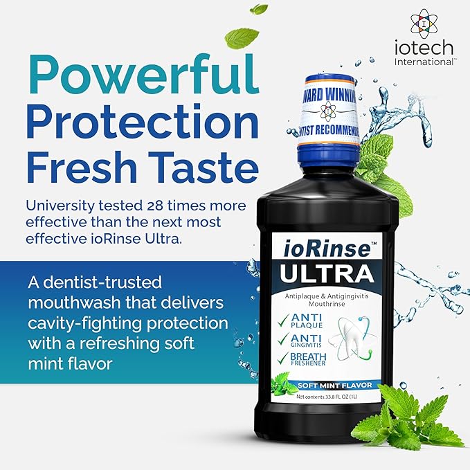 ioRinse Ultra Mouthwash is The Choice of 1,000s of Dentists as The Mouth Wash for Adults and Kids Oral Care and Hygiene. It's an Alcohol Free, Bad Breath Treatment and Gum mouthwash with Xylitol.