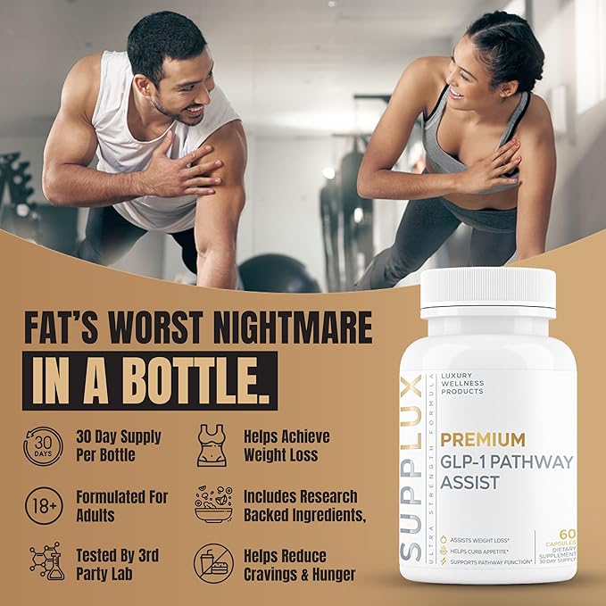 Premium GLP-1 Pathway Support Supplement for Weight Loss to Burn Fat & Suppress Appetite - Shredding Pills for Women & Fat Burner for Men | 3rd Party Tested Supplement - 60 Pills for Adults-StrideForce Fitness