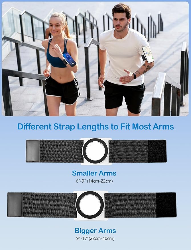 TOPGO Magnetic Running Phone Holder for iPhone, HD Mirror & Extendable Anti-Drop Rope for Gym/Yoga, 360° Rotatable Wrist Phone Holder, Fits iPhone 16 Pro & Android (Black, 2 Straps)-StrideForce Fitness