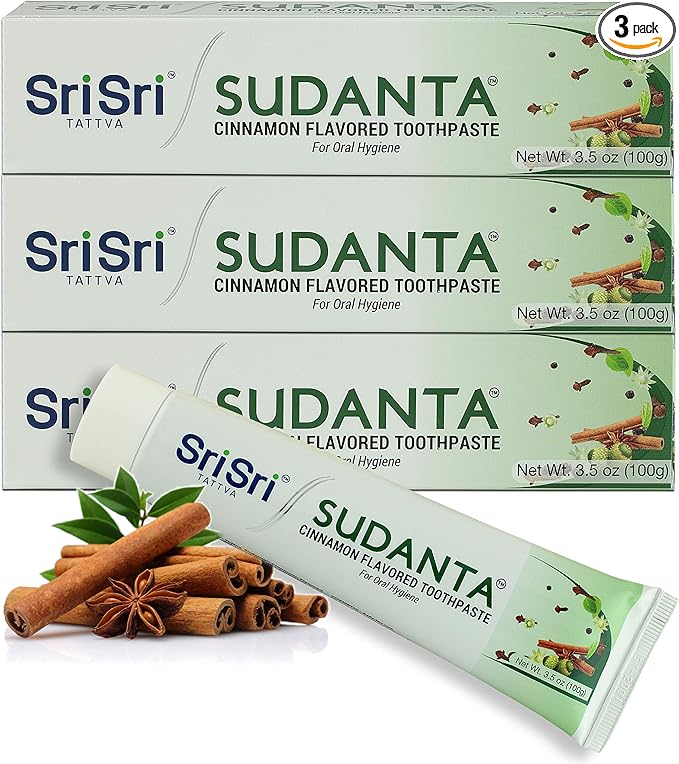 Sudanta 200g - 3 Pack - Herbal Fluoride-Free, Paraben-Free, Vegan, Natural Toothpaste with Ayurvedic Herbs