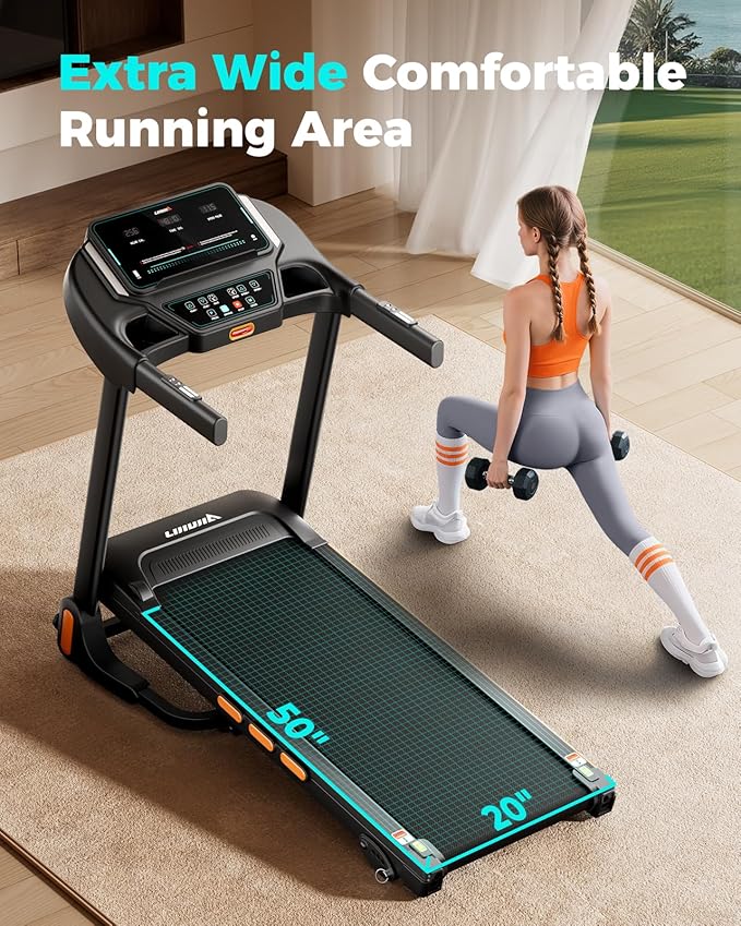 Treadmill for Home, 3.0HP Folding Treadmill with Incline, 300 lbs Capacity, Bluetooth & Heart Rate Sensor, Space-Saving Design-StrideForce Fitness