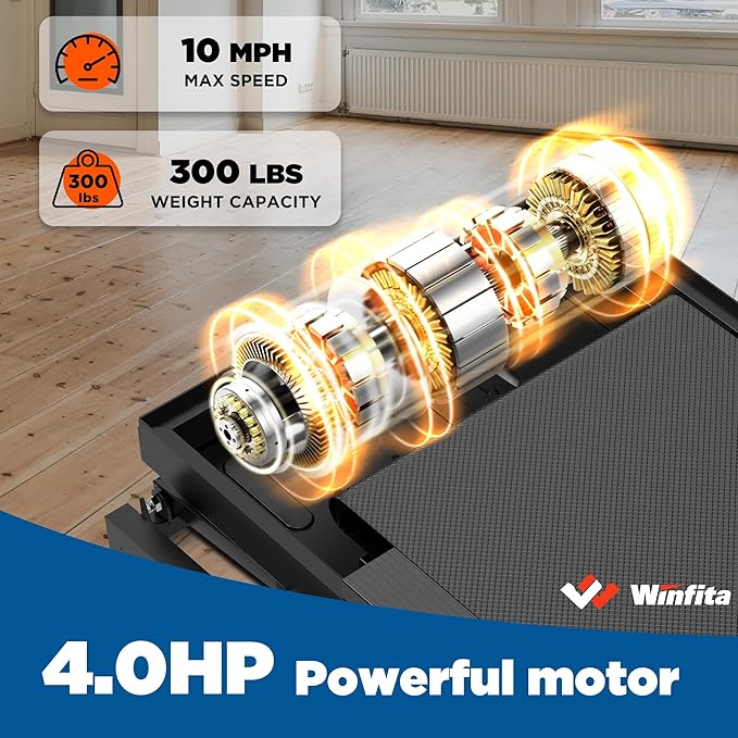 Treadmills for Home, Folding Treadmill with Auto Incline, 300 LBS Capacity, 8MPH or 10MPH Max Speed, Double Deck Shock-Absorbing Running Machine with Bluetooth, App, 64 Programs, Pulse Monitor-StrideForce Fitness