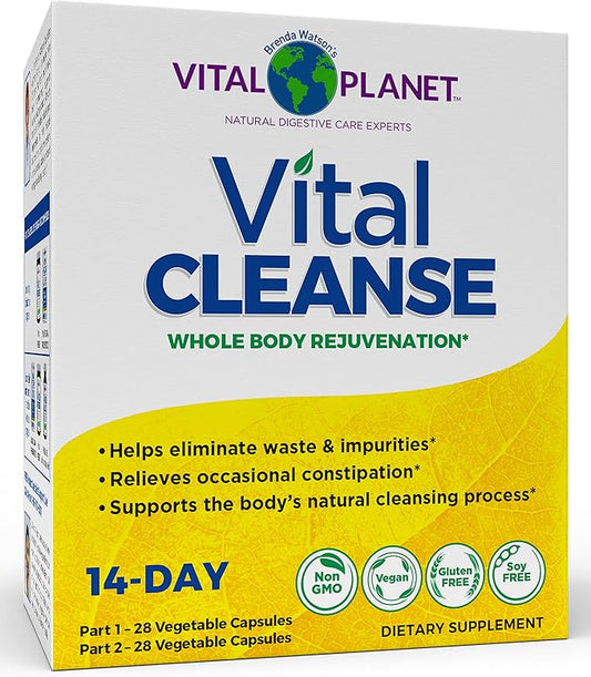 Vital Planet - Vital Cleanse with Milk Thistle, Magnesium, Cape Aloe and Herbs, Natural Supplement for Occasional Constipation and Healthy Elimination, 2-Part - 14 Day Kit, 56 Capsules-StrideForce Fitness