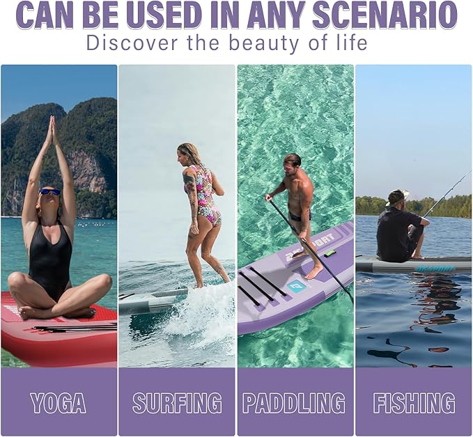 AKSPORT Inflatable Stand Up Paddle Board, SUP Board with All Accessories, Wide Stable Design, Non-Slip Deck, Inflatable Paddle Boards for Youth & Adult-StrideForce Fitness