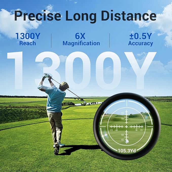 Deepfeel Golf Rangefinder with Slope, 1300Yards Laser Range Finder, 6X Magnification, 0.5s Flag Pole Locking Vibration, LCD Display, Vibration Angle Measurement, Golf Accessories for Men/Women(Gray)-StrideForce Fitness