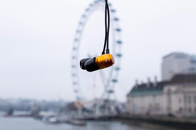 LUDOS Clamor Wired Earbuds in-Ear Headphones, 5 Years Warranty, Earphones with Microphone, Noise Isolating Ear Buds, Memory Foam for iPhone, Samsung, School Students, Kids, Women, Small Ears - Gold-StrideForce Fitness