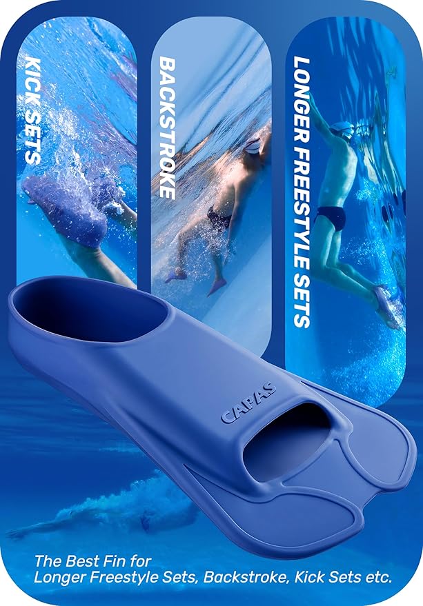 CAPAS Swim Training Fins Comfortable Silicone Lap Swimming Short Blade Floating Flippers with Mesh Bag for Adult Men Women Build Leg Strength-StrideForce Fitness