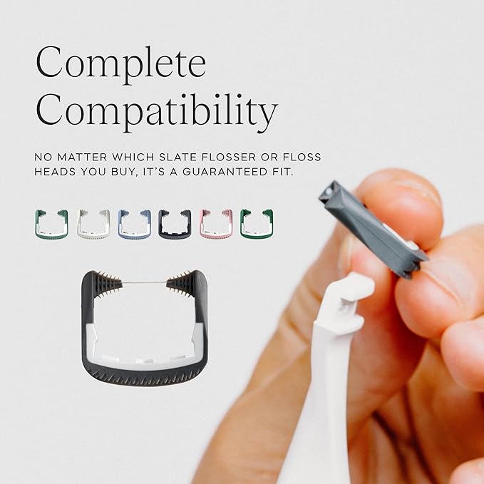 Slate Electric Flosser - Starter Set | 3-in-1 Dentist-Invented with Reusable Floss Heads, Gum Brushes & Tongue Scraper | More Effective Than String or Water Floss