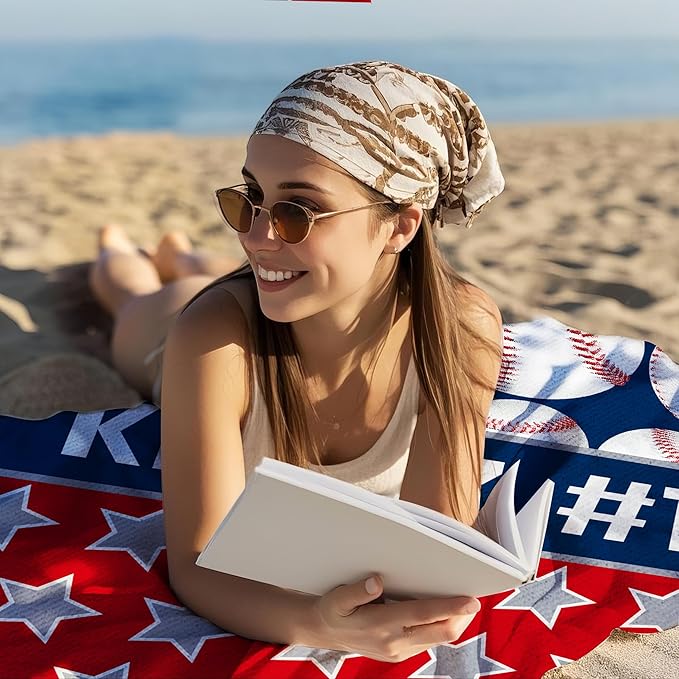 Personalized Beach Towel With Name, Custom Beach Towel with Name, Customized Baseball Microfiber Pool Towel, Quick Dry & Absorbent Swim Towel for Adult,Anniversary, Birthday, Summer Holiday,vacation-StrideForce Fitness