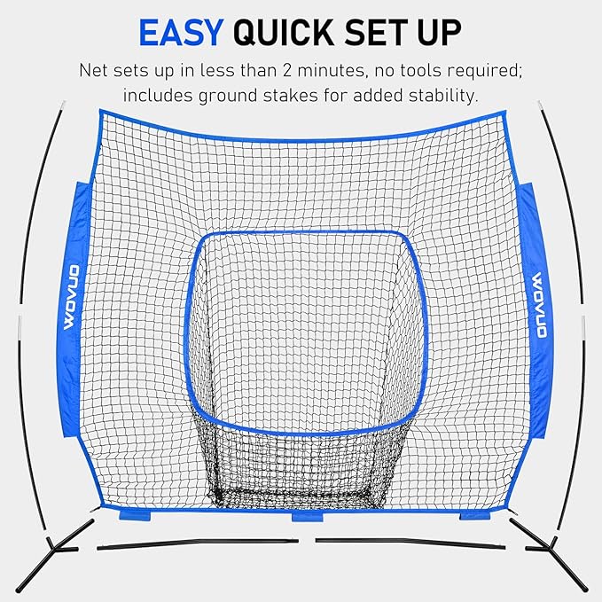 7x7 ft Baseball Net for Batting Pitching Hitting, Softball Pitching Net with Strike Zone, Tee, Ball Caddy, Softball Batting Net Baseball Training Equipment for Kids Adult Youth Sport Practice-StrideForce Fitness