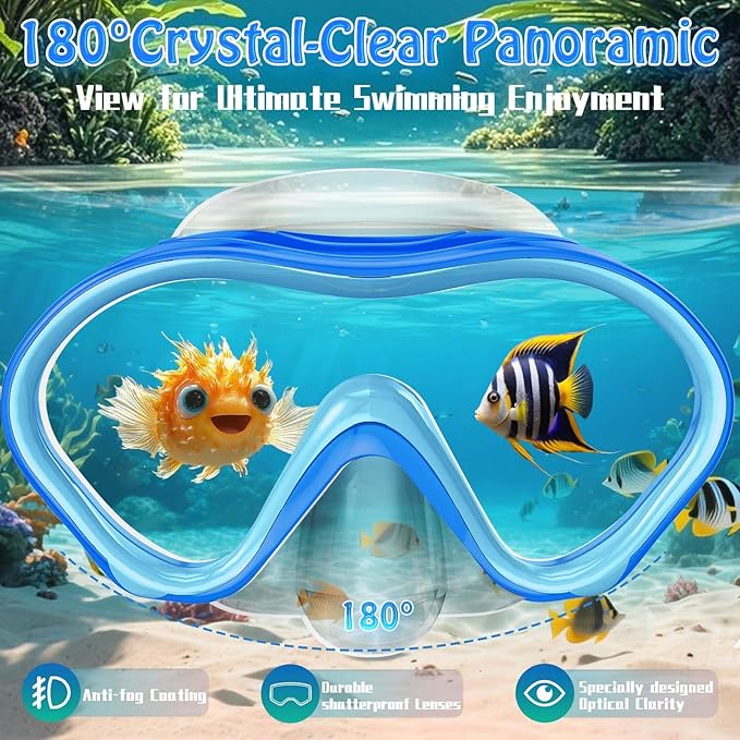 Kids Swim Goggles with Nose Cover -Diving Mask Leak-Proof Design for Boys Girls Ages 5-15 | Anti-Fog & UV Protection Swimming Glasses-StrideForce Fitness