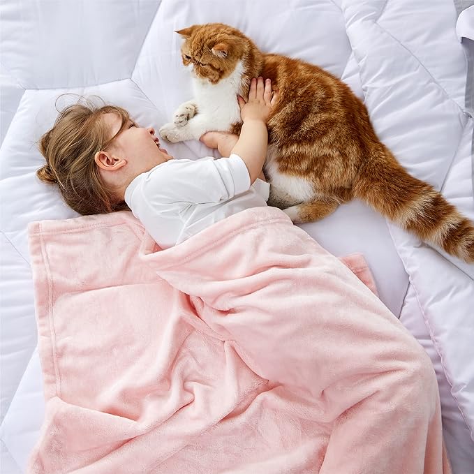 Bedsure Bedding Fleece Blanket for Girls and Boys - Soft Cozy Cute Small Throw Blankets for Travel, 43x55 Inches, Pink-StrideForce Fitness
