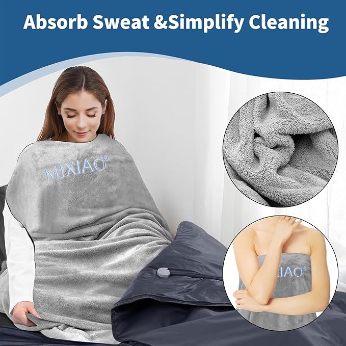 Infrared Sauna Blanket Towel Inserted 30" x 70" Reusable Machine Washable Insert Towel Easy Detoxification Simplifies Clean-Up Super Absorbent Perfect Companion for Infrared Sauna Blanket (Gray)-StrideForce Fitness