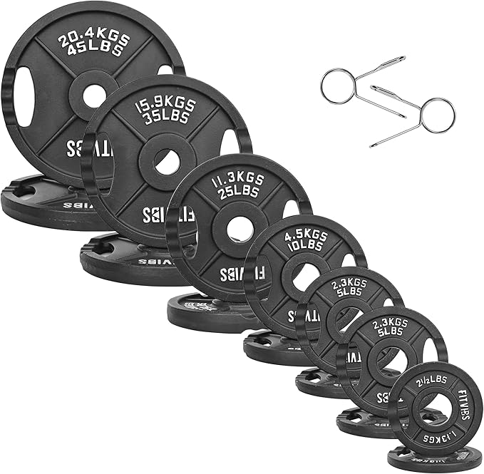 Olympic Cast Iron 2-Inch Weight Plates for Strength Training & Weightlifting, 255 Pounds Set, Multiple Packages-StrideForce Fitness