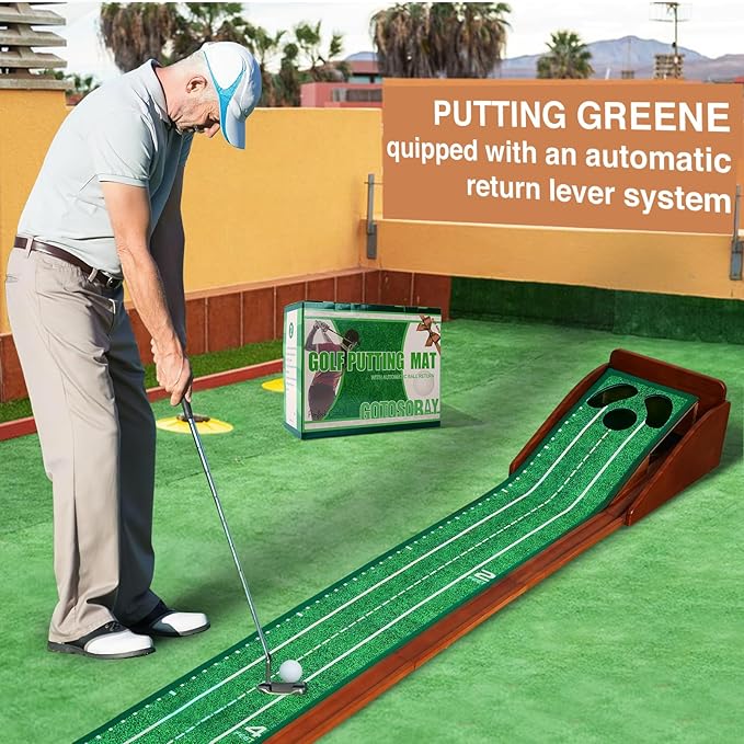 Putting Green Indoor,Golf Putting mat with Auto Ball Return – Premium Golf Putting Mat for Home, Office, or Outdoors – Perfect Golf Gift for Men & Women, Practice Anywhere-StrideForce Fitness