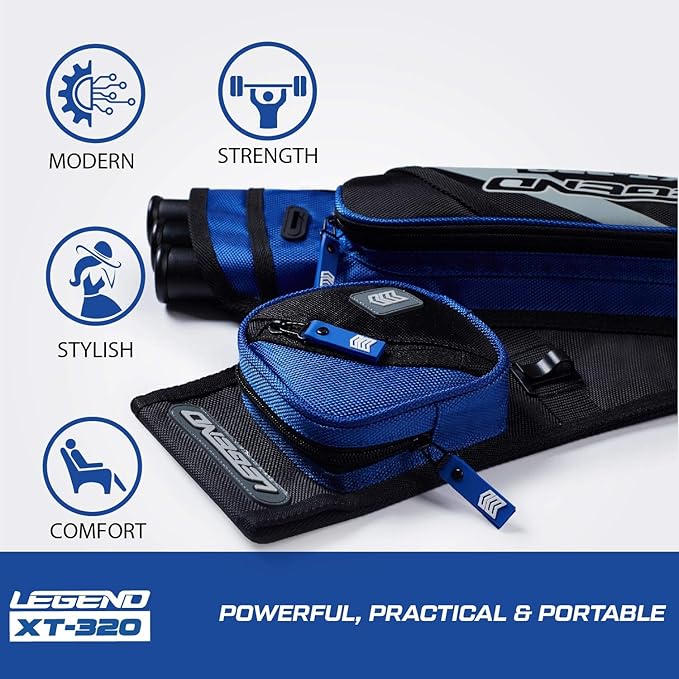 LEGEND XT320 Archery Quivers - Nylon Hip Quivers with 3 Arrow Tube Cases for Target Shooting - Adjustable Waist Belt, T-Slot, Storage Compartments for Accessories, Gear, Tools, Release Tab, Score Card-StrideForce Fitness