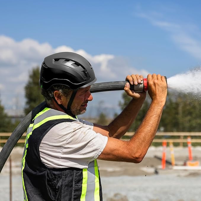 GE Safety Helmet, Impact Absorbing Tech, Adjustable Ratchet, ANSI Type 1, Memory Foam Padding, Hard Hats Protection, Lightweight, Durable, Chin Strap, Comfortable Fit OSHA Approved-StrideForce Fitness