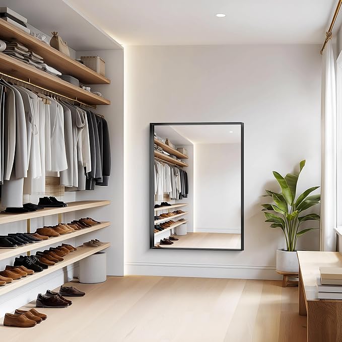 Black Bathroom Mirror, 36x48 Inch Rectangular Deep Frame Mirror, Large Wall Mounted Bathroom Vanity Mirror Over Sink for Bedroom,Restroom, Living Room, Hangs Vertically or Horizontally-StrideForce Fitness