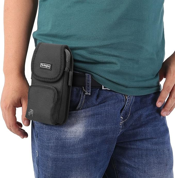 Perilogics Phone Holster with Magnetic Cover, Belt Clip Pouch Fits iPhone 17 Pro Max, 16 Pro Max, 16 Plus and Other Pro Max/Plus Models with Case Installed, with Zipper Storage & Card Pocket-StrideForce Fitness