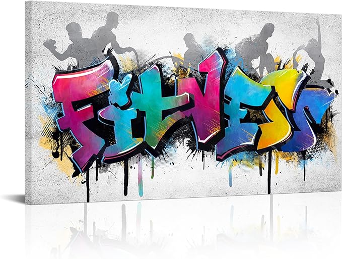 iHAPPYWALL Large Fitness Sports Canvas Wall Art Abstract Colorful Fitness Motivational Life Quote for Gym Workout Room Home Bedroom Office Ready to Hang 20x36inch (Purple)-StrideForce Fitness