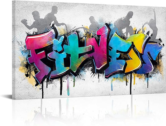 iHAPPYWALL Large Fitness Sports Canvas Wall Art Abstract Colorful Fitness Motivational Life Quote for Gym Workout Room Home Bedroom Office Ready to Hang 20x36inch (Purple)-StrideForce Fitness