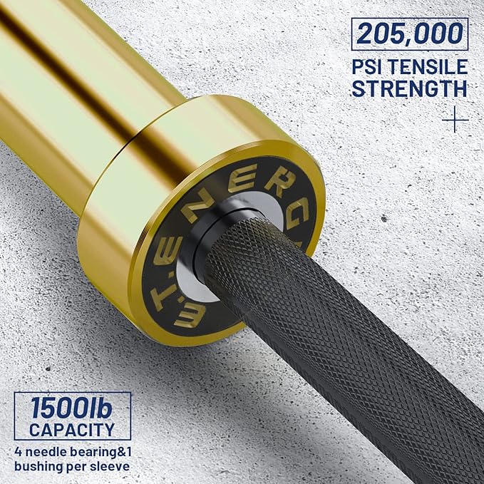 7ft Olympic Barbell Bar 45LB Load 1500lbs Capacity Available, for Gym Home Exercises, Weightlifting, Powerlifting for 2" Olympic Plates-StrideForce Fitness