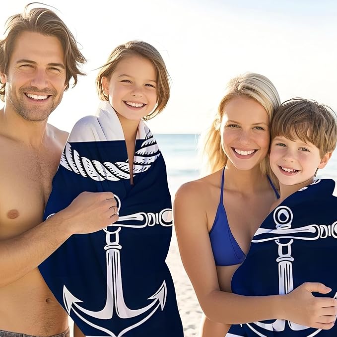 JML Personalized Beach Towel with Name, Custom Anchor Beach Towel, Customized Microfiber Pool Towel, Quick Dry & Absorbent Swim Towel for Adult,Mother's Day, Birthday, Summer Holiday,Vacation-StrideForce Fitness