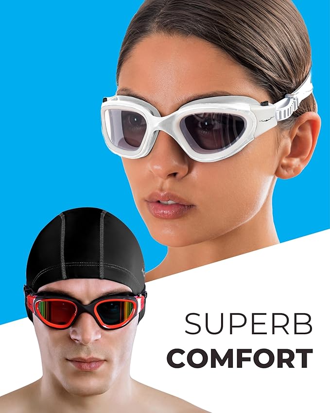 AqtivAqua Swimming Goggles, DX Wide View Swim Goggles for Adult Men Women, Anti Fog No Leaking-StrideForce Fitness