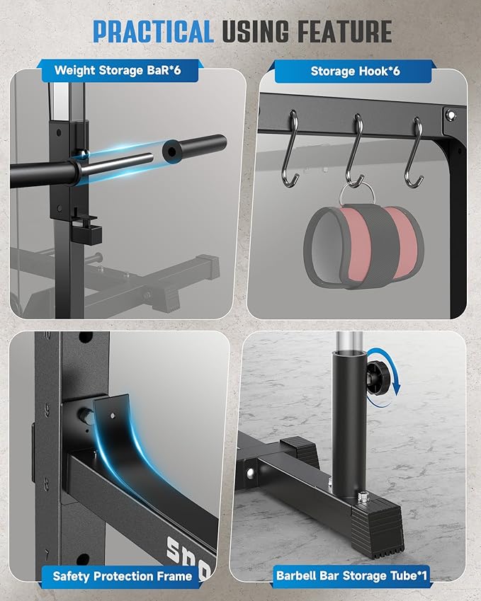 Sportsroyals Power Cage,1600lbs Multi-Function Power Rack with Adjustable Cable Crossover System and More Training Attachment, Weight Cage for Home Gym-StrideForce Fitness