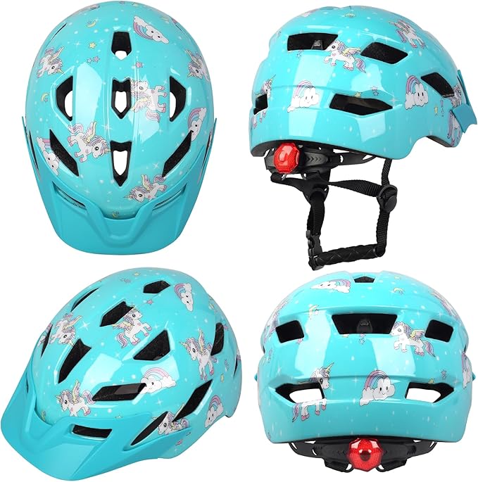 Kids Bike Helmet,Bavilk Kids Boys Girls Bike Helmets with LED Light Detachable Visor Children Youth Teen Multi-Sport for Skating Cycling Scooter Skateboard Adjustable & Lightweight 19.7"-22.4"-StrideForce Fitness