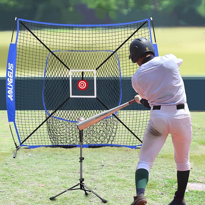 6'X6' Baseball Softball Practice Net,Pitching Net,Batting Net,with Bonus Strike Zone,Target and Bow Frame,for Hitting,Pitching,Catching-StrideForce Fitness
