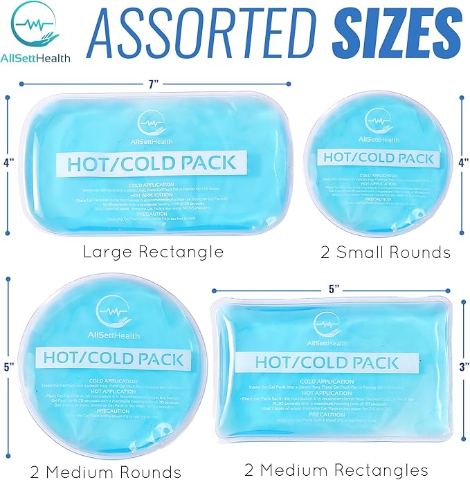 Reusable Hot and Cold Gel Ice Packs for Injuries - Gel Cold Packs for Injuries - Multiple Shapes and Sizes 7 Variety Pack-StrideForce Fitness