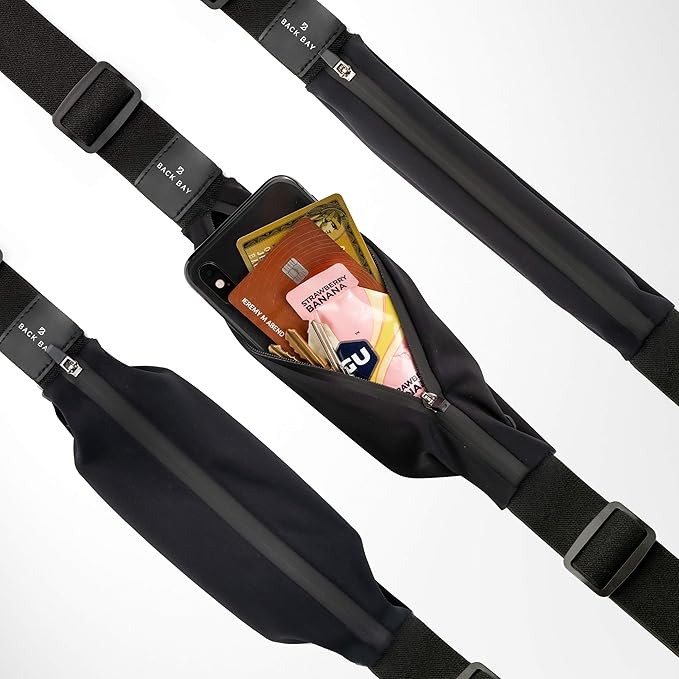 Back Bay Slim Running Belt for Women & Men [Fits ALL Phones], Runners Fanny Pack for Men, Money Belt, Running Gear Gift, Waist Bag Workout Gear, iPhone Runner's Phone Holder Waist Pack-StrideForce Fitness