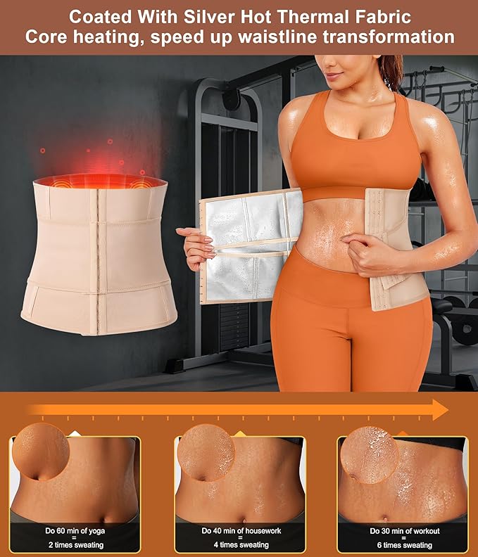 TrainingGirl Waist Trainer for Women Belly Working Out Trimmer Corset Sauna Sweat Belt Band Stomach Wrap Body Shaper Fajas-StrideForce Fitness