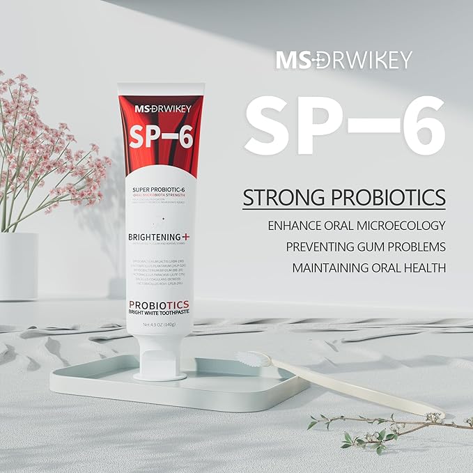SP-6 Probiotic Whitening Toothpaste - Enhanced Formula with 6 Probiotics for Teeth Whitening and Gum Health - Enamel-Safe, Fluoride-Free, Fresh Mint Flavor, 4.6oz (3)