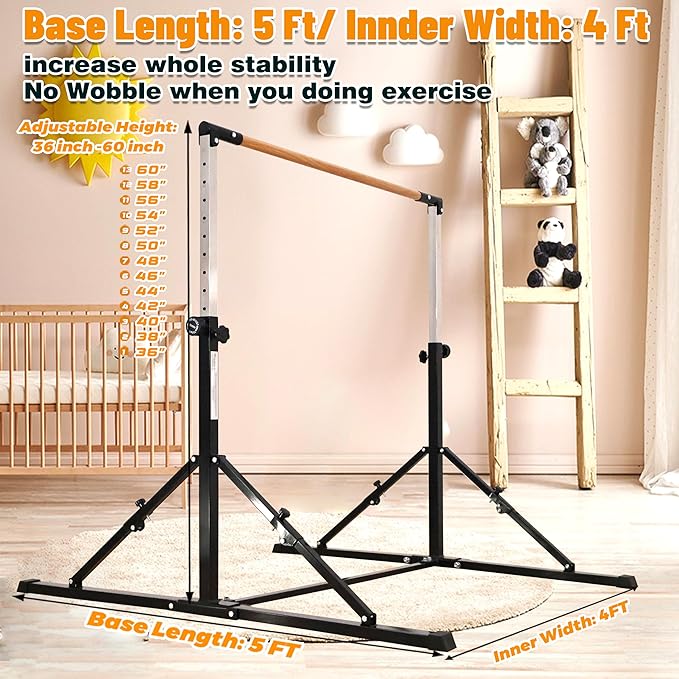 4FT/5FT Gymnastic Bar Set Gymnastics Horizontal Bar Gymnastics Kip Bar for Kids Home Use-StrideForce Fitness