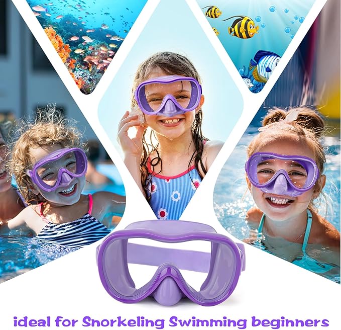 Kids Swim Goggles with Nose Cover, Anti-Leak Swim Mask with Elastic Fabric Strap, UV Protection Swimming Goggles for Kids-StrideForce Fitness