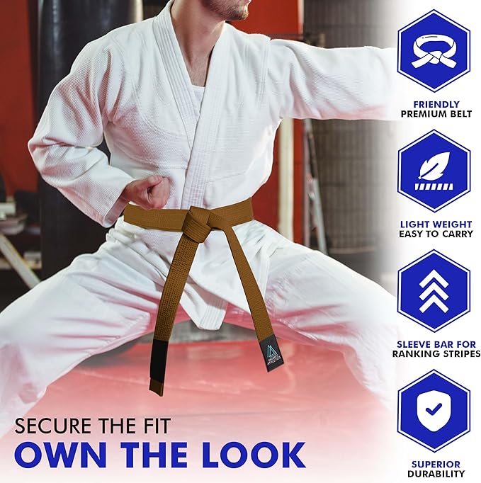 BJJ Belt for Men & Women Brazilian Jiu Jitsu Belt with Ranking Stripes Sleeve Bar Kids Jiu Jitsu Gi Belt-StrideForce Fitness