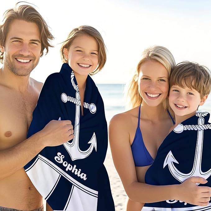 JML Personalized Beach Towel with Name, Custom Anchor Beach Towel, Customized Microfiber Pool Towel, Quick Dry & Absorbent Swim Towel for Adult,Anniversary, Birthday, Summer Holiday,Vacation-StrideForce Fitness
