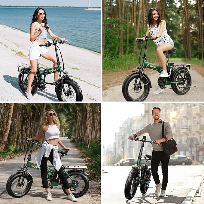 Foldable Electric Bike for Adults, 30+MPH, 48V 20Ah Removable Battery up to 80Miles, 20" Fat Tire Peak 1000W Motor Dirt Ebike Adult Electric Bicycle for City Commute Beach Mountain Adventurous E Bike-StrideForce Fitness