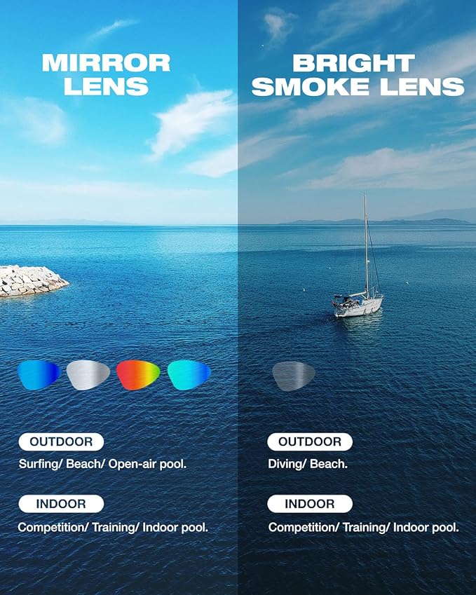 ZIONOR G1 Nava Super Anti-Fog Unisex Swim Goggles Mirror/Bright Smoke Lens-StrideForce Fitness